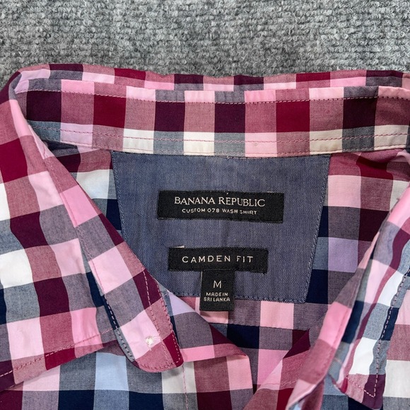 Banana Republic Camden Fit Shirt Mens M Checkered Custom 078 Wash Button Up - Picture 4 of 7
